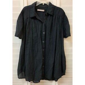 We The Free Black Button-Down Lightweight Tunic Top XS